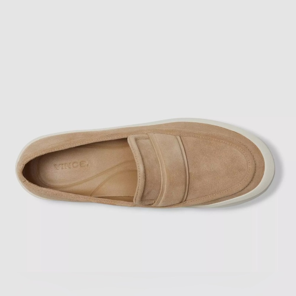 EUC Vince Women's Beige Ghita Suede Slip-On Platform Sneaker Shoes Size 10